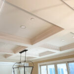 Newly installed coffered ceiling moulding